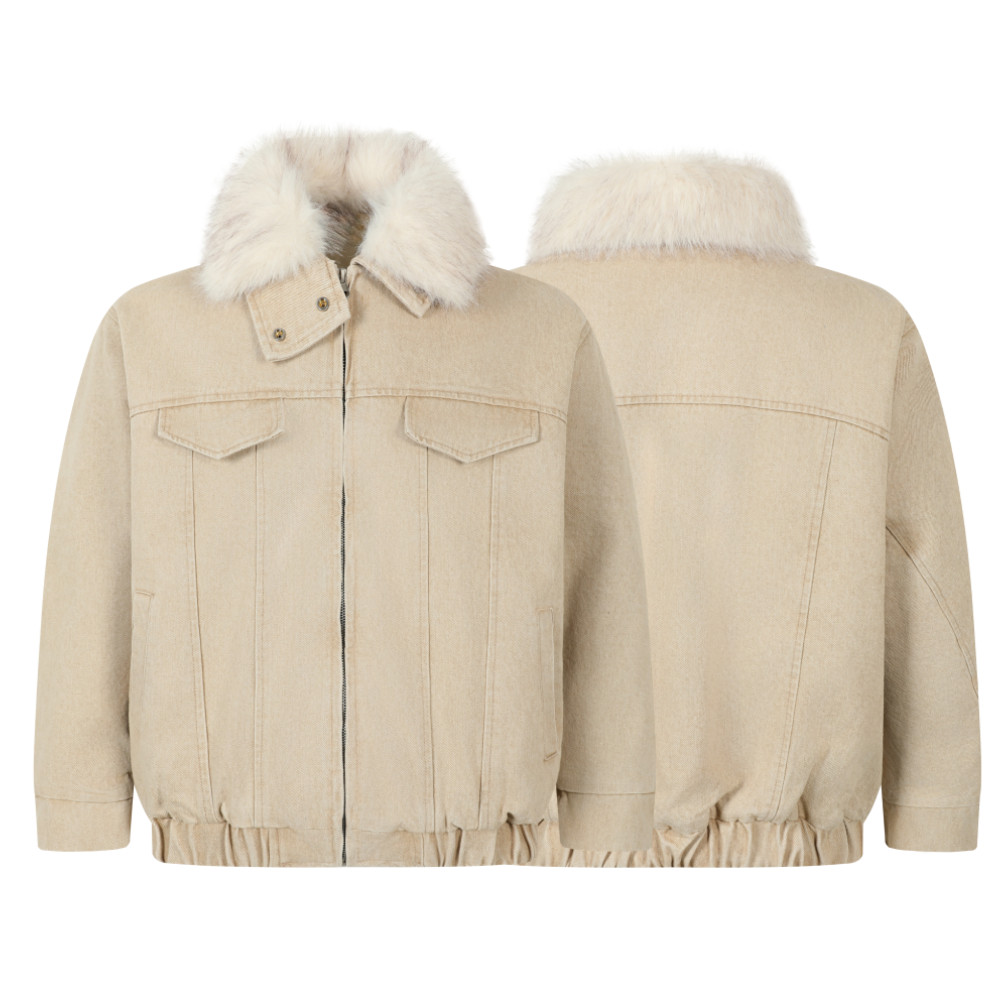 3-6-5.shop Faux Fur Collar Denim Jacket