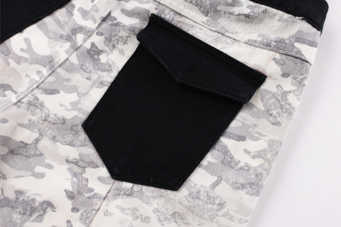 3-6-5.shop Camo Patchwork Cargo Curved Pants