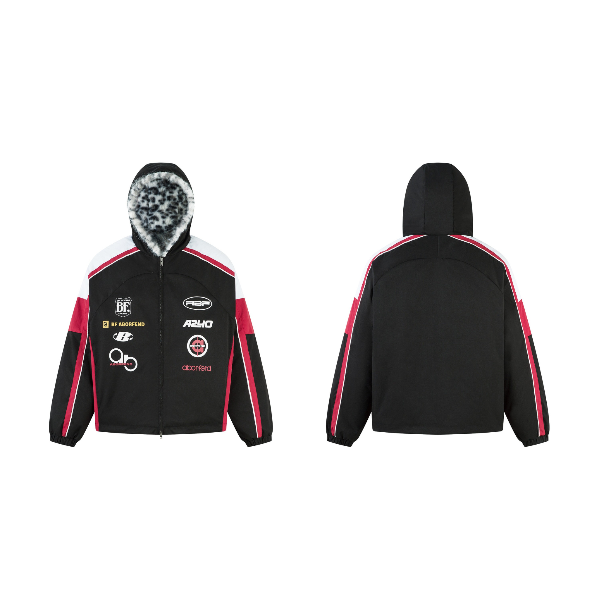 3-6-5.shop Racing Patch Faux Fur Hood Jacket