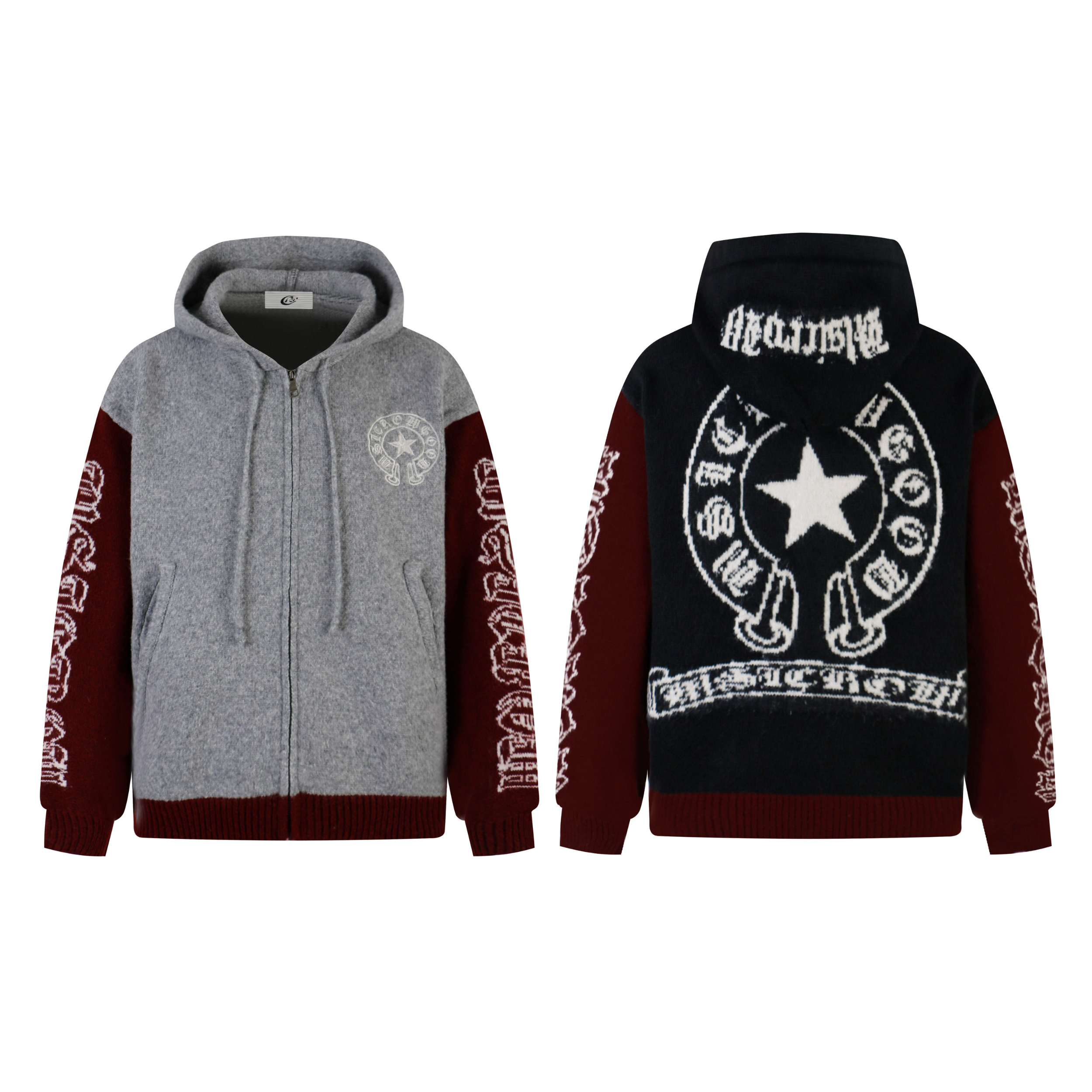 3-6-5.shop Vintage Star Knit Zip Hoodie