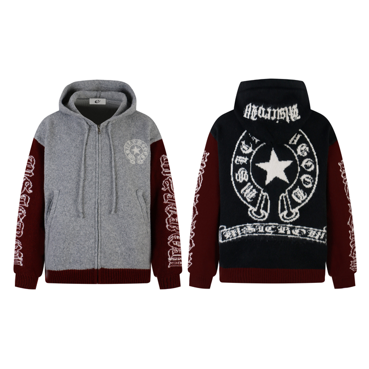 3-6-5.shop Vintage Star Knit Zip Hoodie