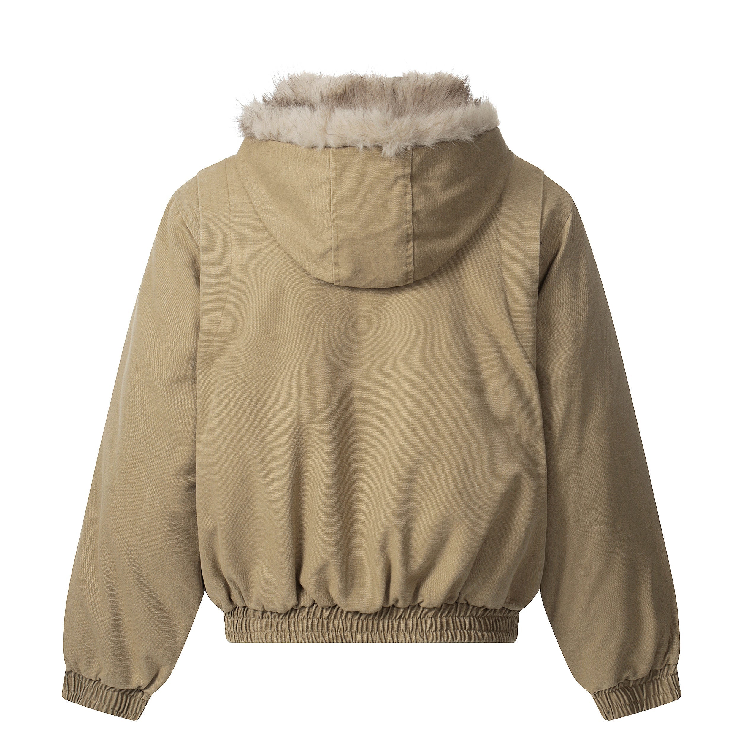 3-6-5.shop Detachable Fur Collar Washed Workwear Jacket