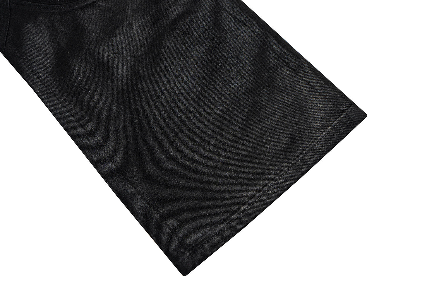 3-6-5.shop Curved-Stitch Leather Denim Pants