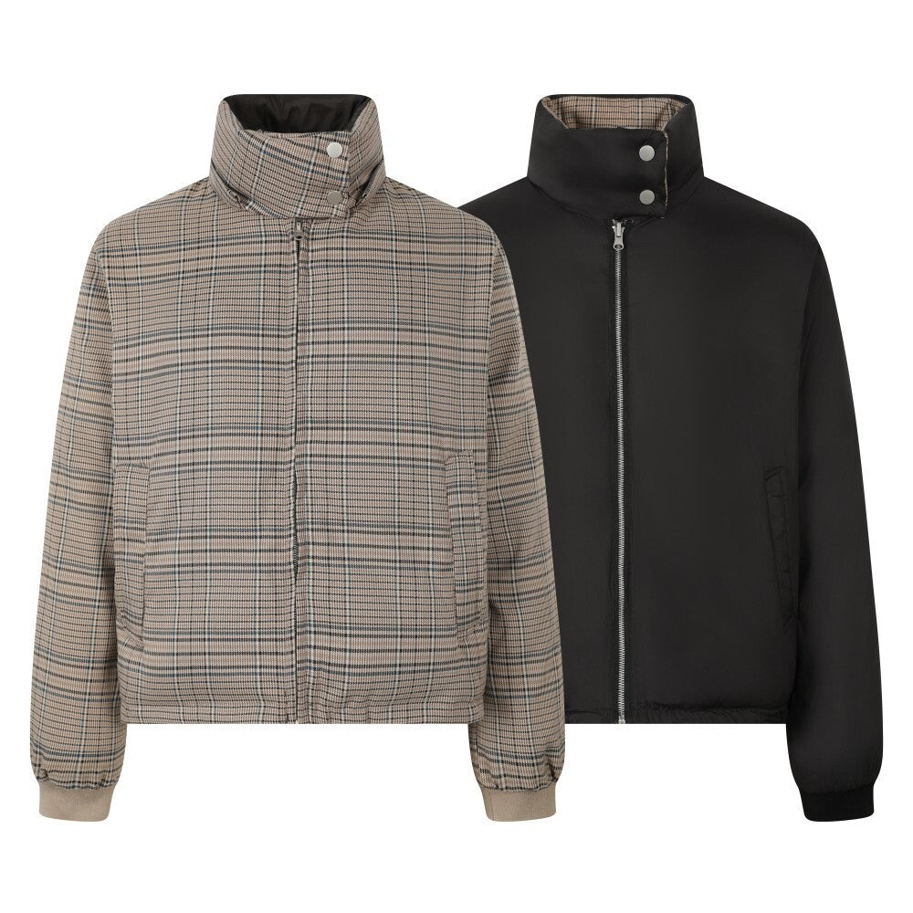 3-6-5.shop Reversible Plaid Fur Hooded Jacket