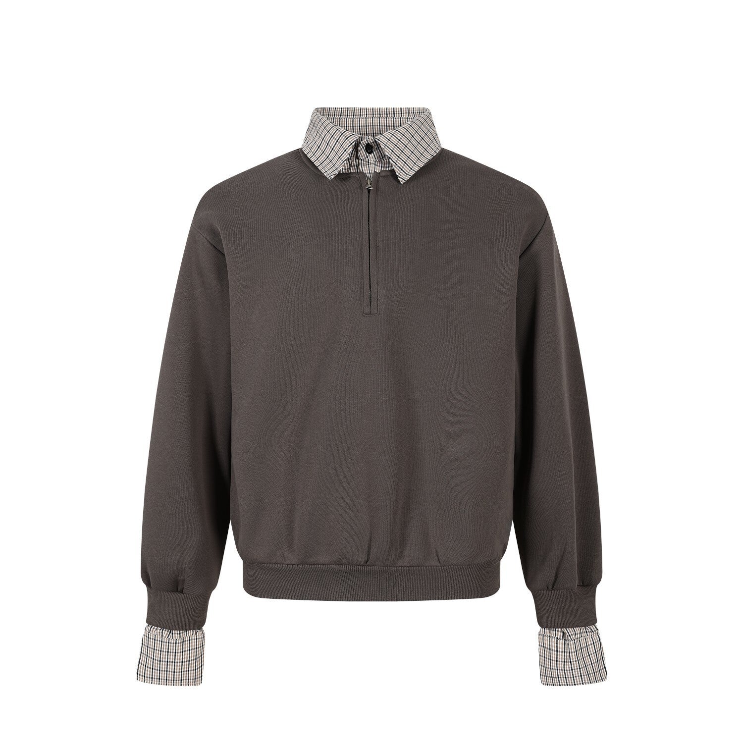 3-6-5.shop Layered Collar Half-Zip Pullover