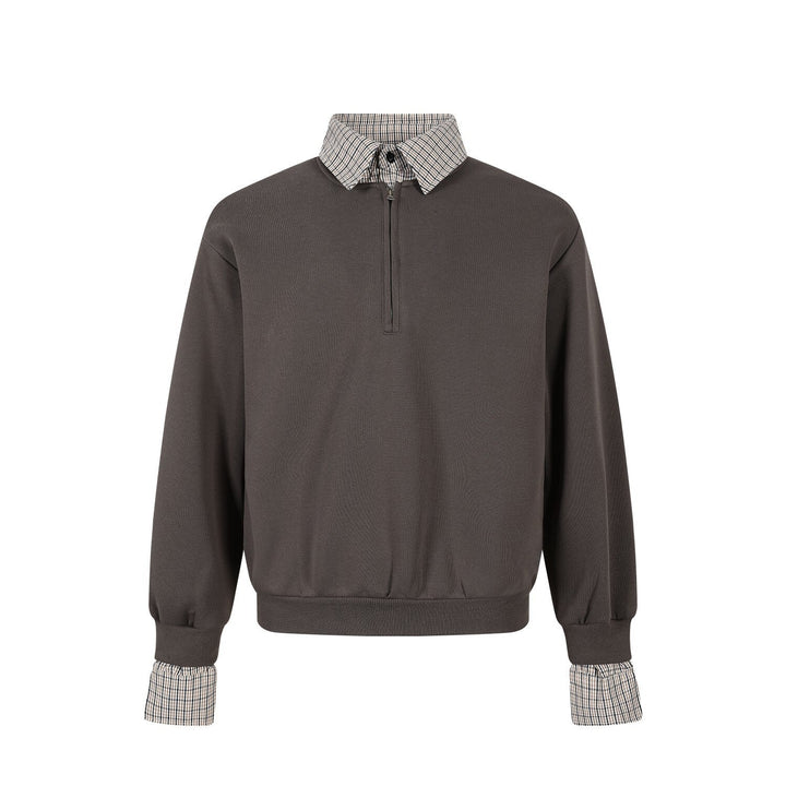 3-6-5.shop Layered Collar Half-Zip Pullover