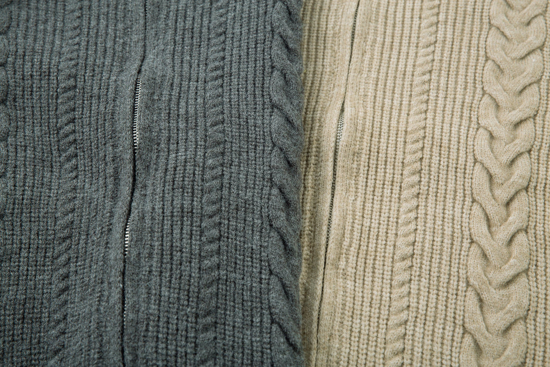 3-6-5.shop Cable Knit Zip-Up Sweater Jacket