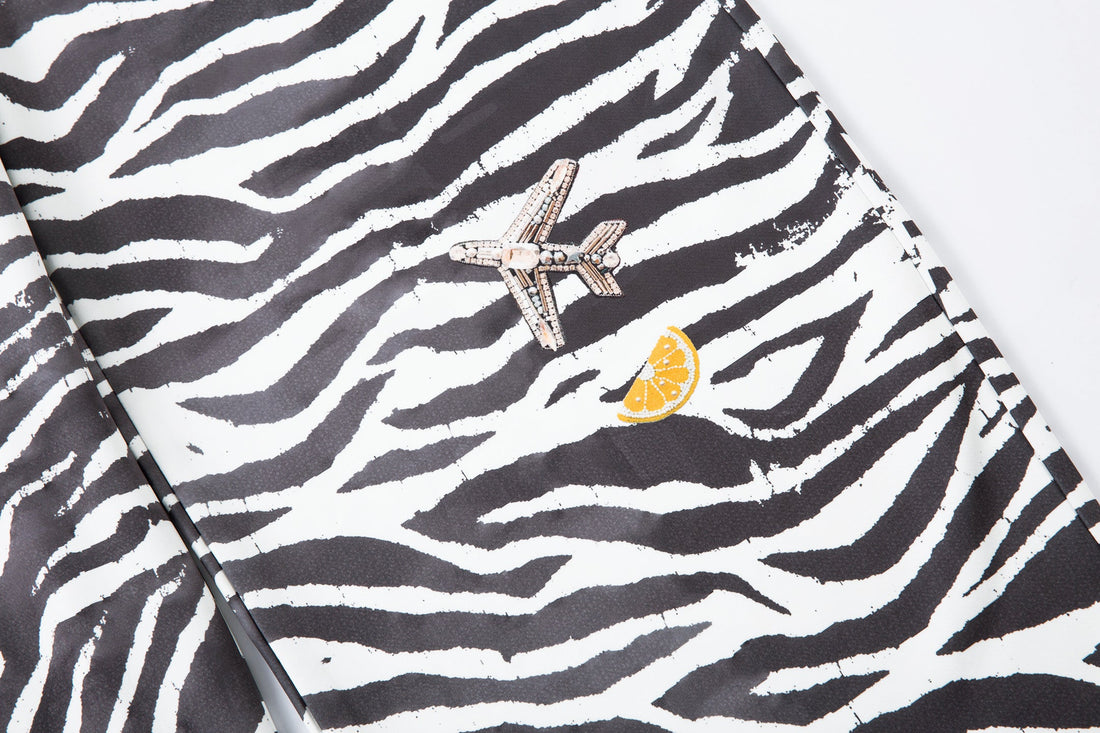 3-6-5.shop Zebra Patch Barrel Pants