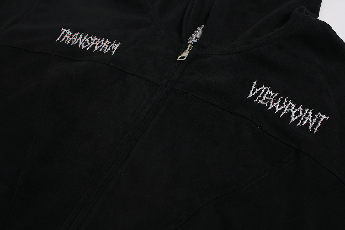 3-6-5.shop “Viewpoint” Suede Track Hoodie