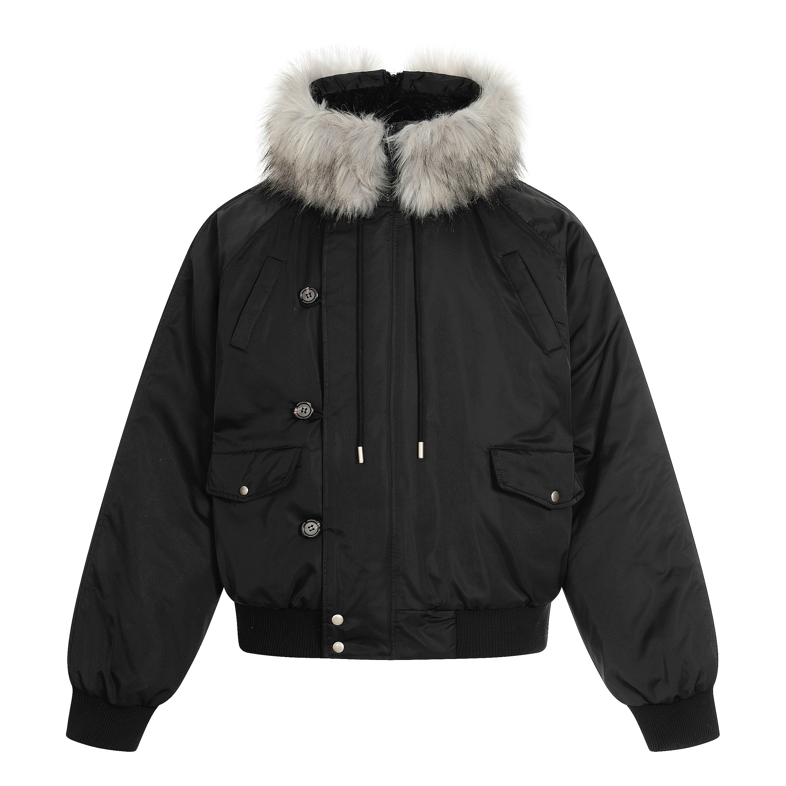 3-6-5.shop Faux Fur Trim Padded Bomber Jacket