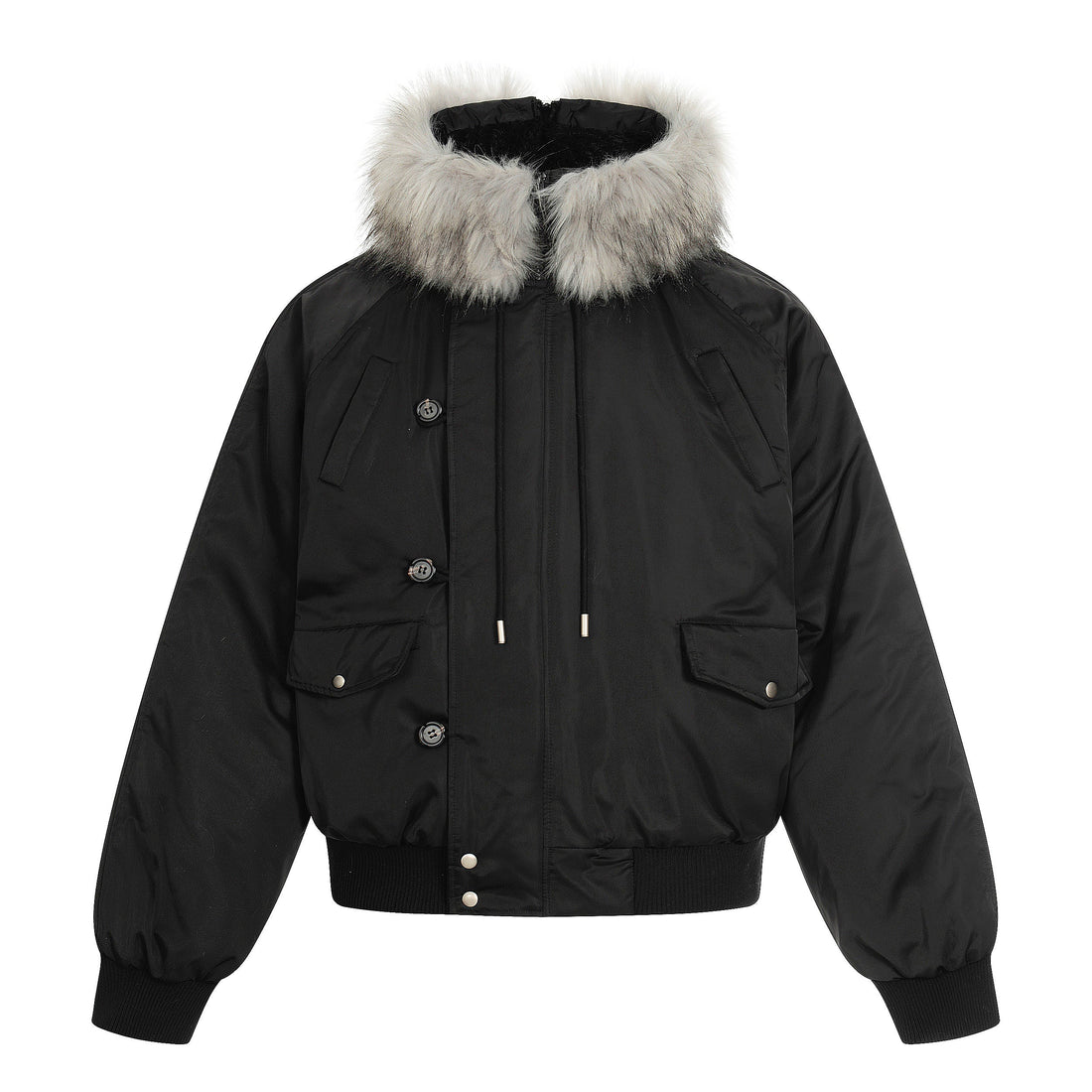 3-6-5.shop Faux Fur Trim Padded Bomber Jacket
