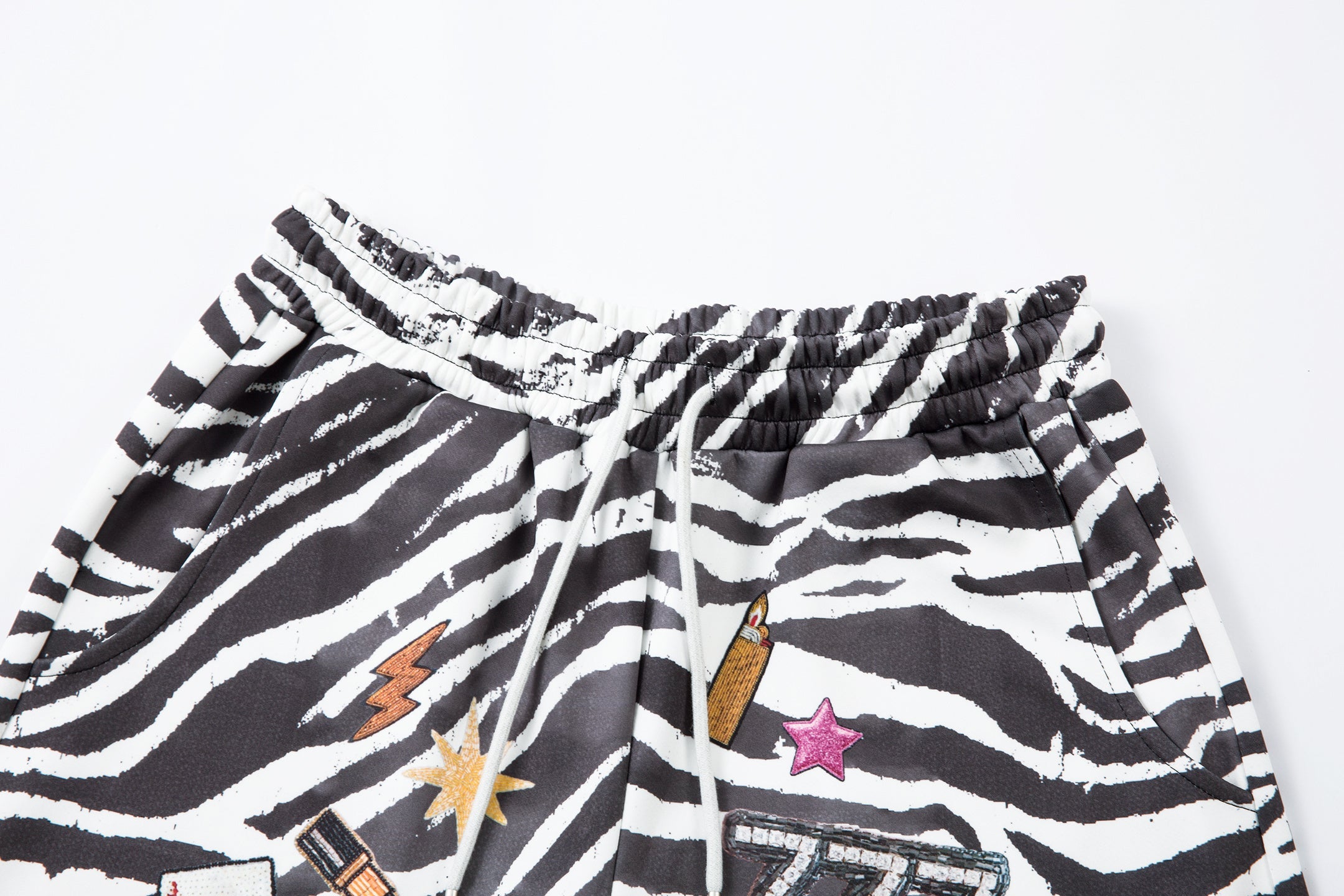 3-6-5.shop Zebra Patch Barrel Pants