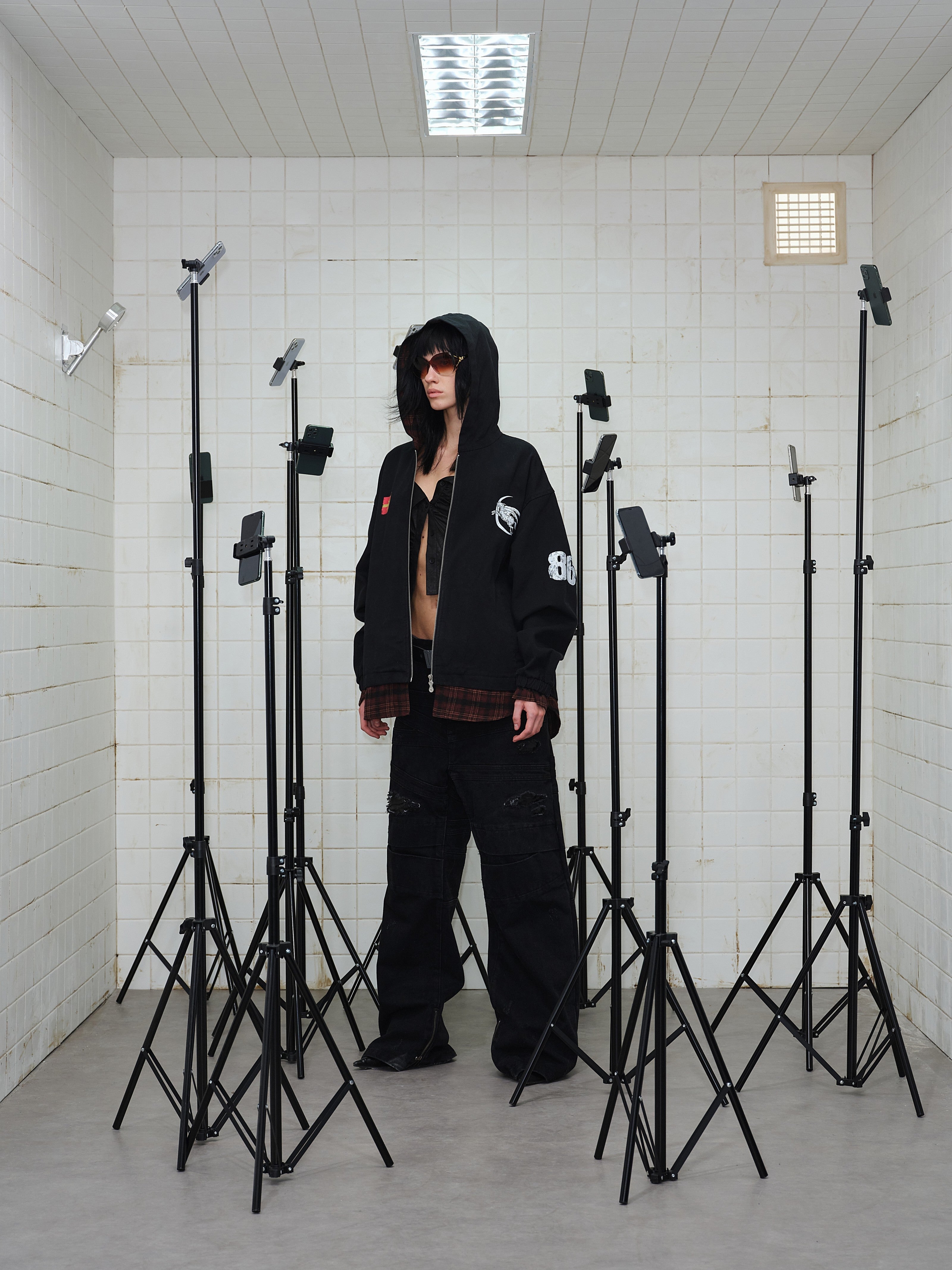3-6-5.shop Plaid-Lined Zip Hoodie