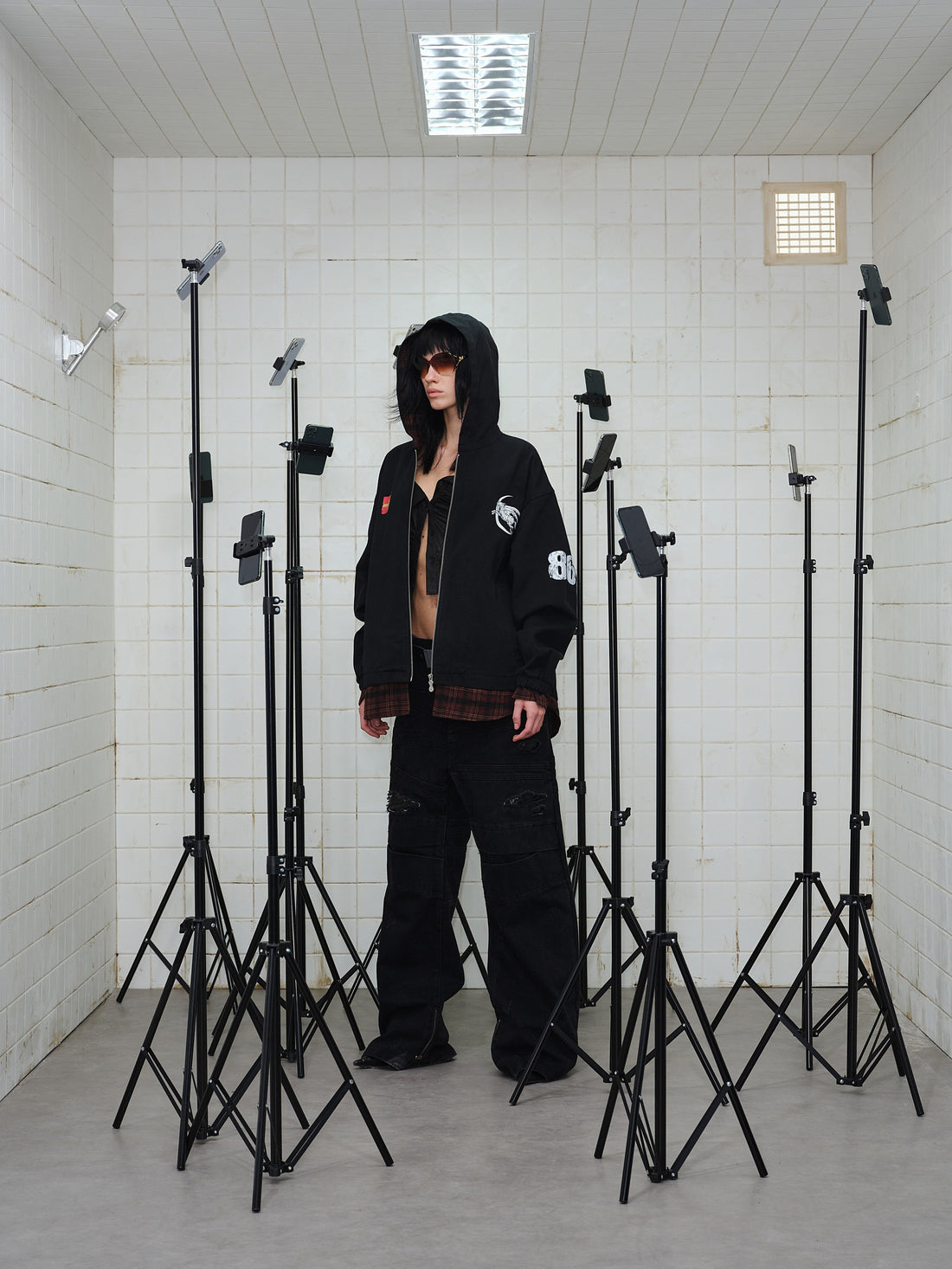 3-6-5.shop Plaid-Lined Zip Hoodie