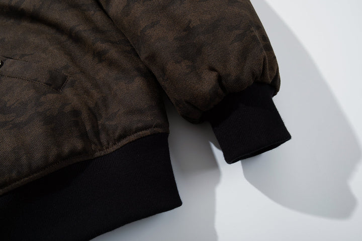 3-6-5.shop Camo Fur Hood Bomber Jacket