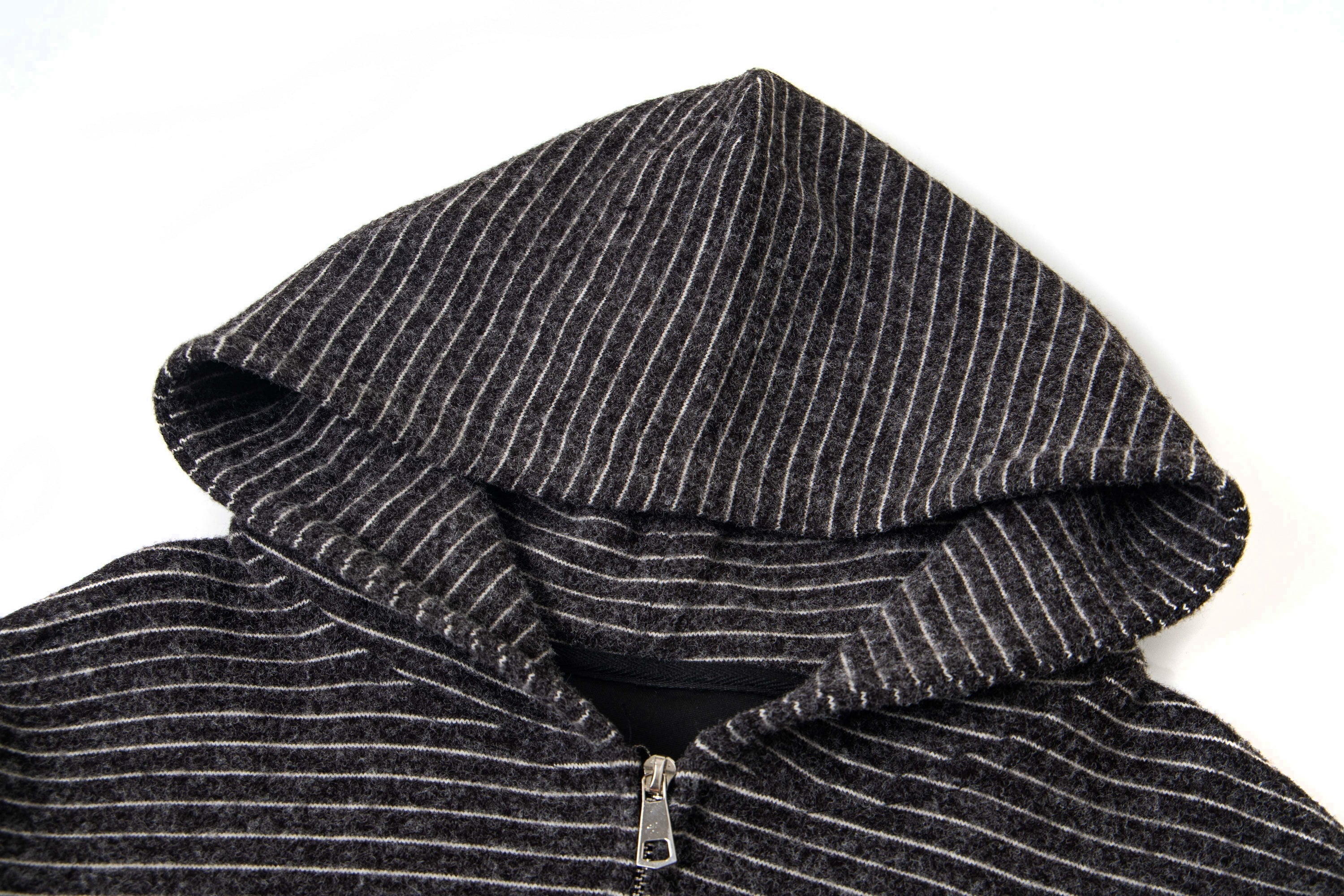 3-6-5.shop Striped Knit Zip Hoodie