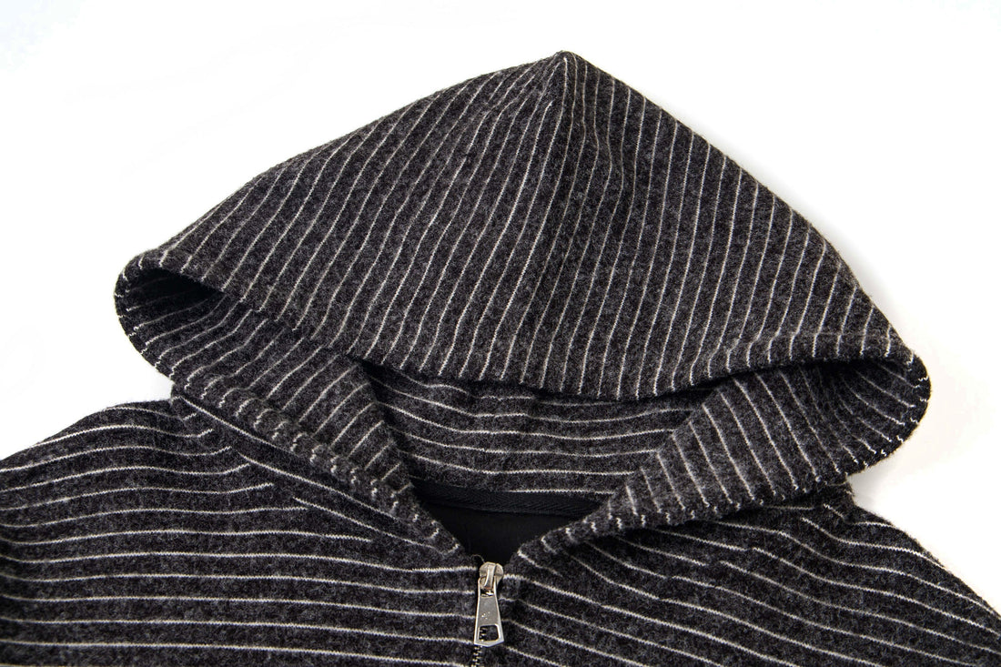3-6-5.shop Striped Knit Zip Hoodie