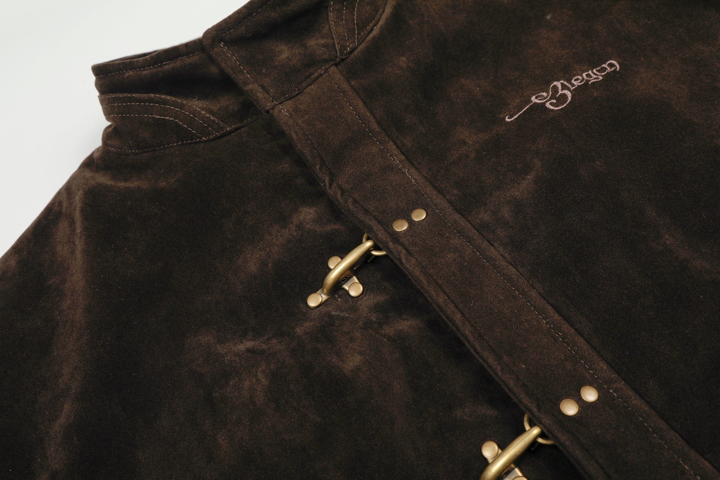 3-6-5.shop Embroidered Suede Metal Clasp Jacket
