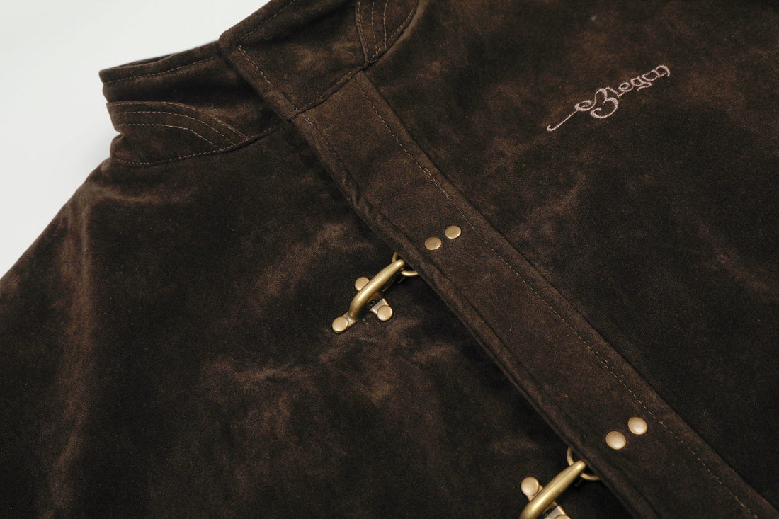 3-6-5.shop Embroidered Suede Metal Clasp Jacket