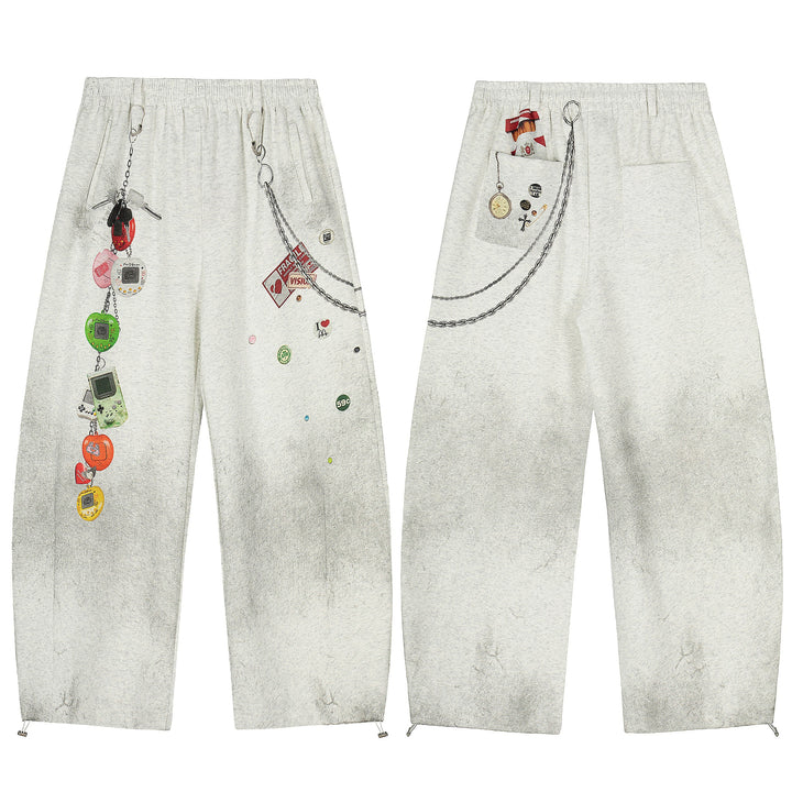 3-6-5.shop Retro Gadget Print Sweatpants
