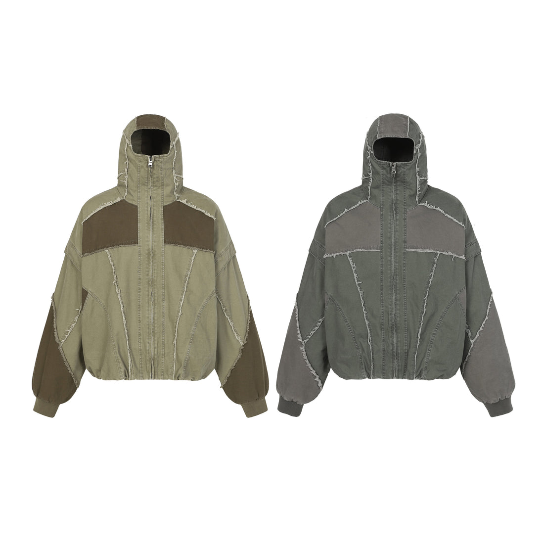 3-6-5.shop Multi-Panel Distressed Hooded Jacket