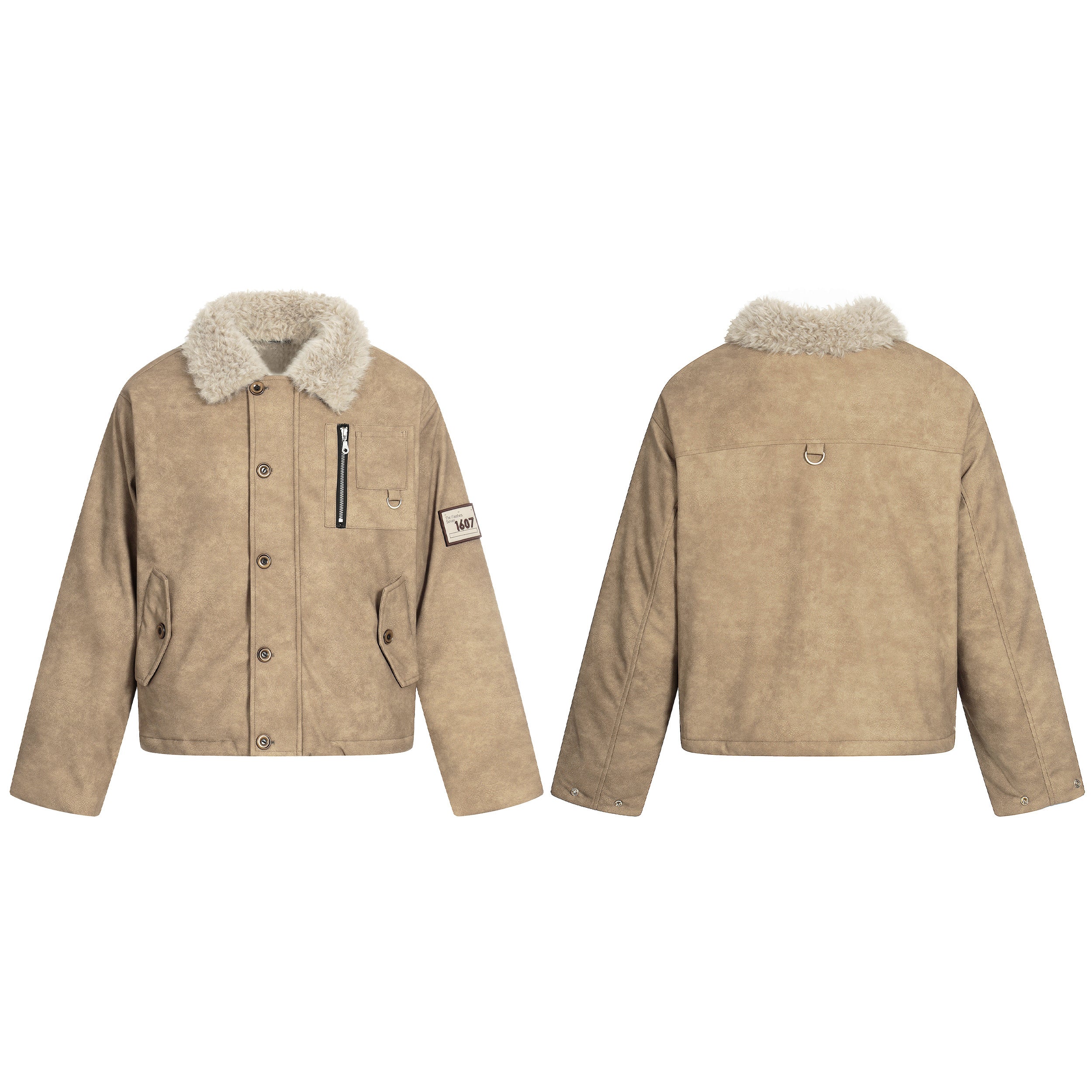 3-6-5.shop Faux Shearling Collar PU Jacket
