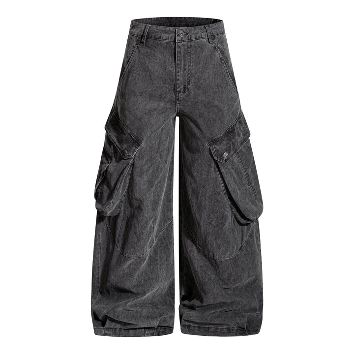 3-6-5.shop Washed Wide-Leg Cargo Pants