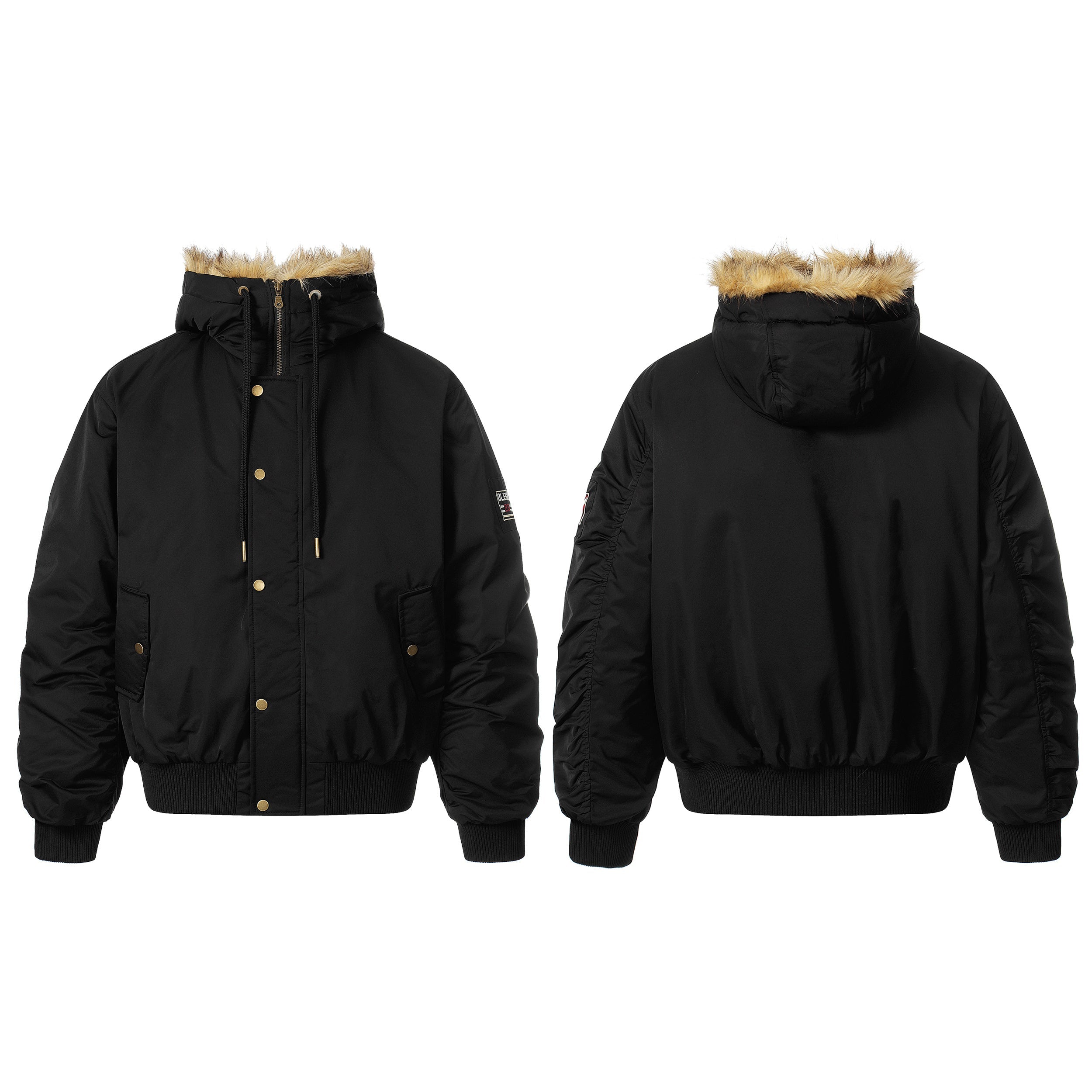 3-6-5.shop Faux-Fur Hooded Bomber Jacket