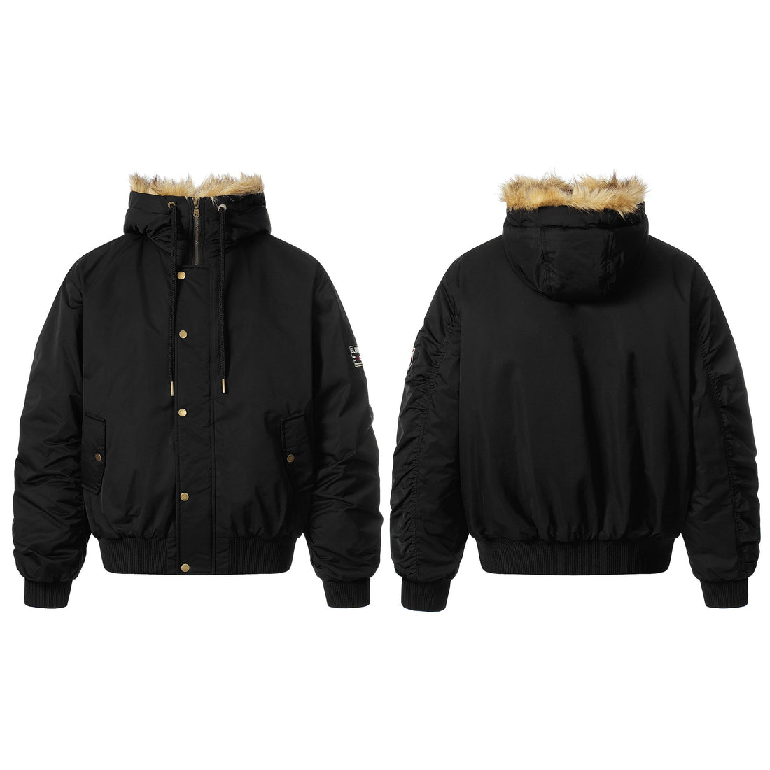 3-6-5.shop Faux-Fur Hooded Bomber Jacket