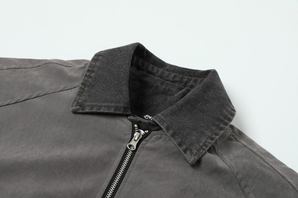 3-6-5.shop Vintage Contrast-Collar Cotton Jacket