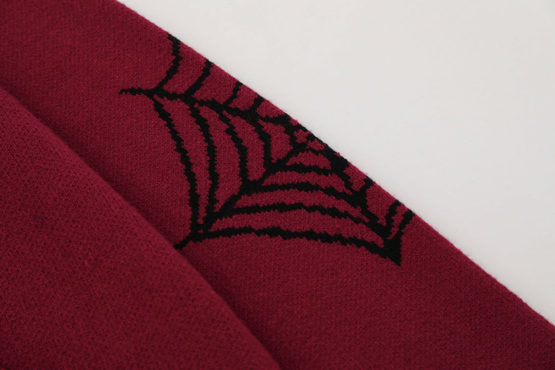 3-6-5.shop Spider Web Knit Zip Hoodie