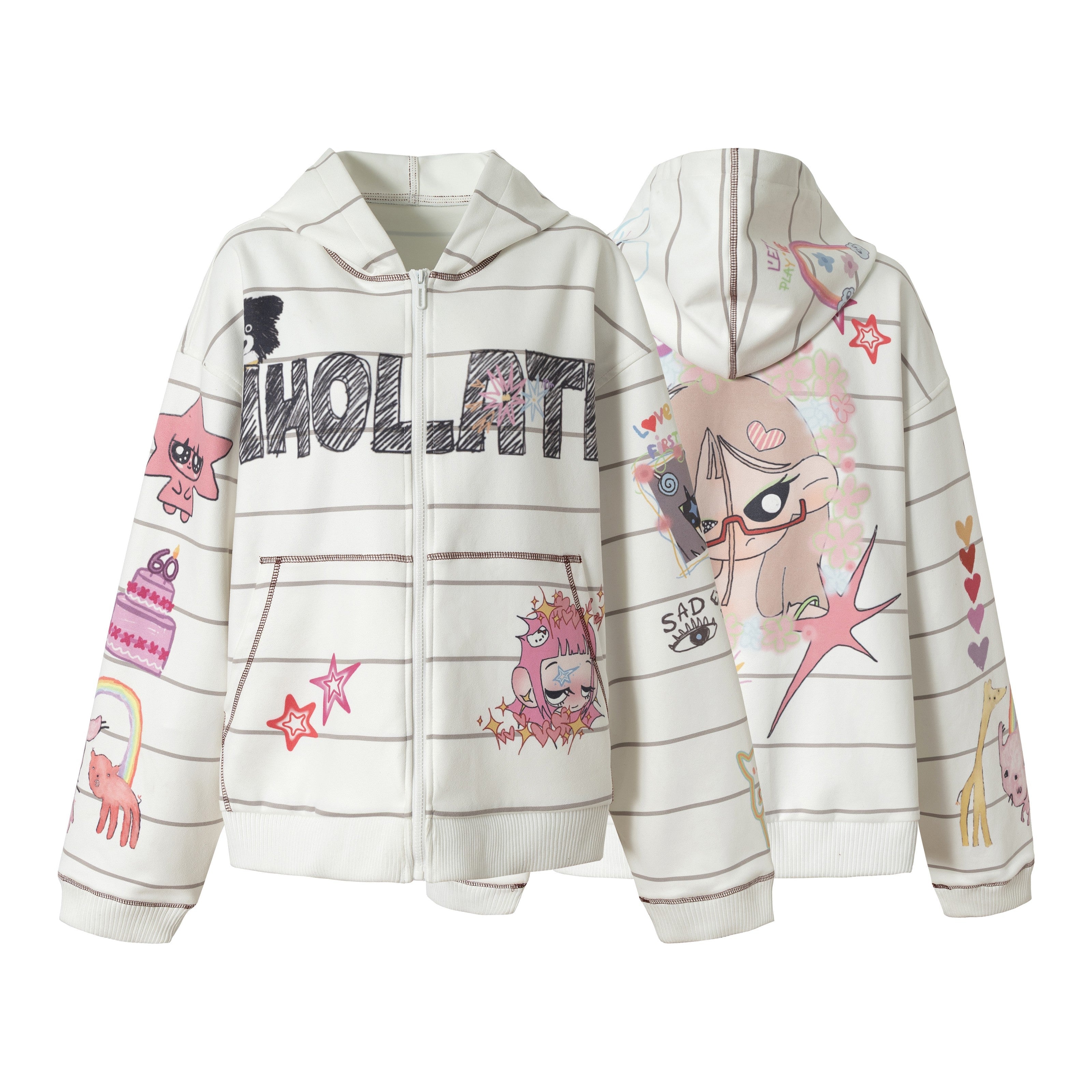 3-6-5.shop All-Over Graphic Zip Hoodie
