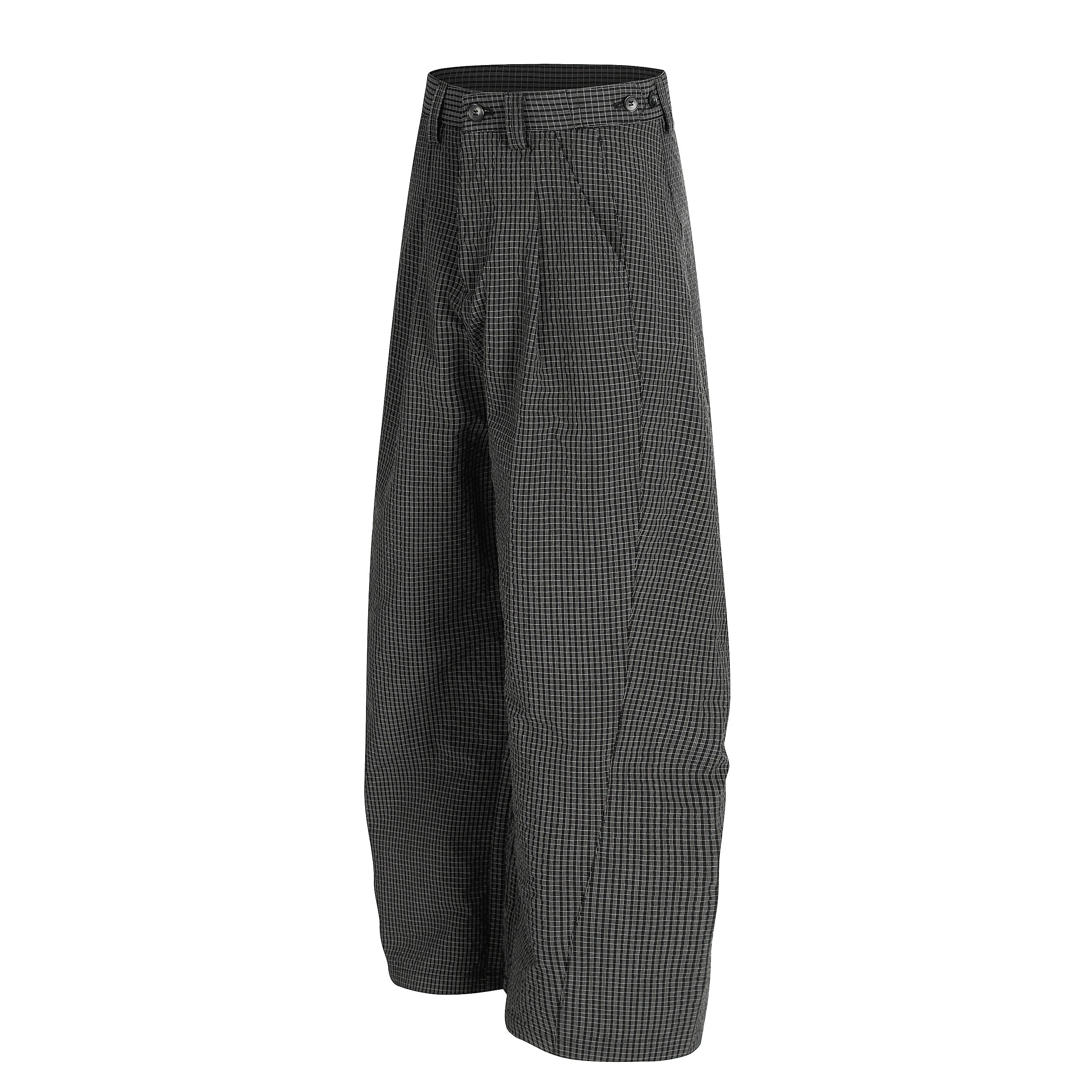 3-6-5.shop Checked Curved-Leg Pants