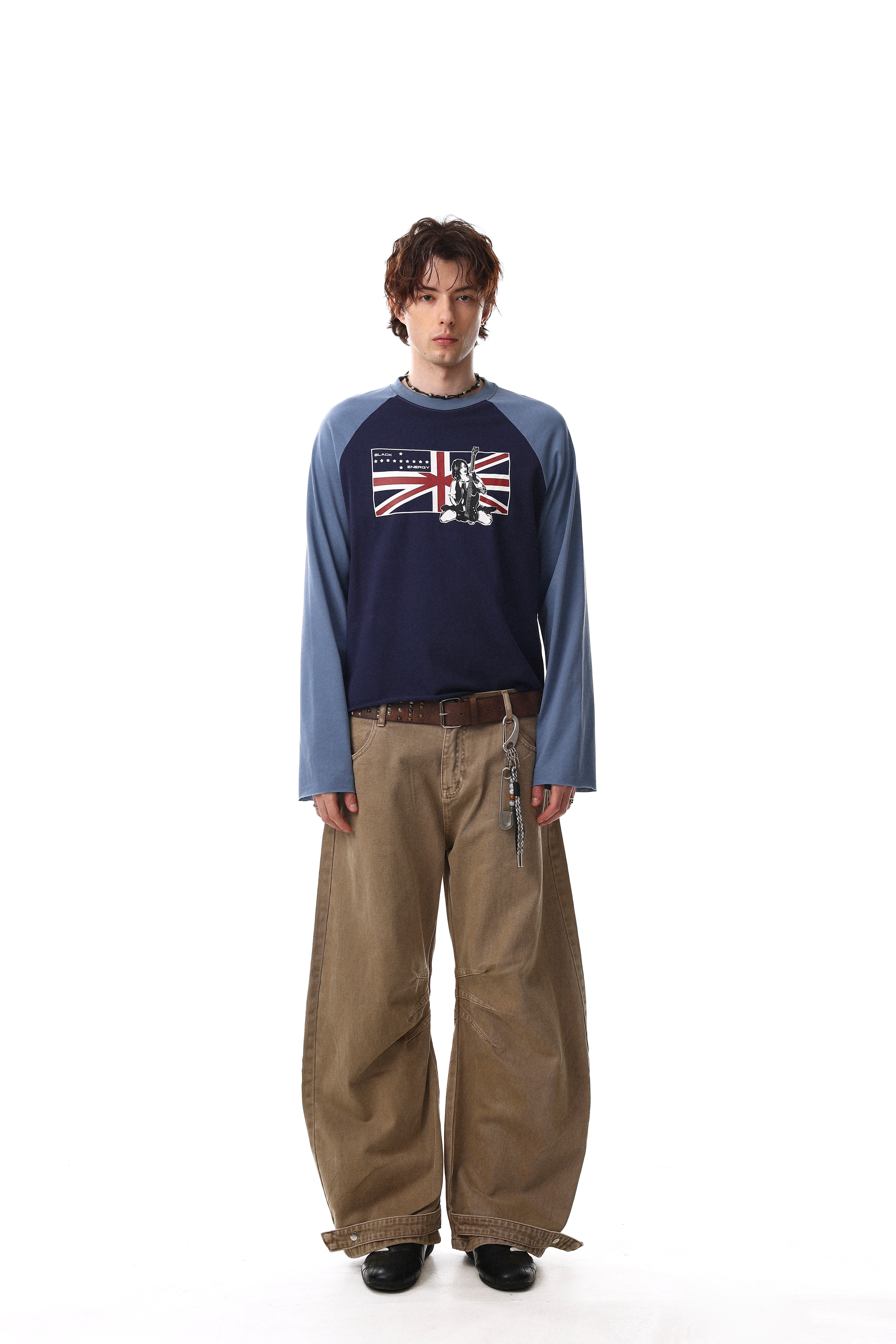 3-6-5.shop Union Flag Graphic Raglan Long Sleeve Tee