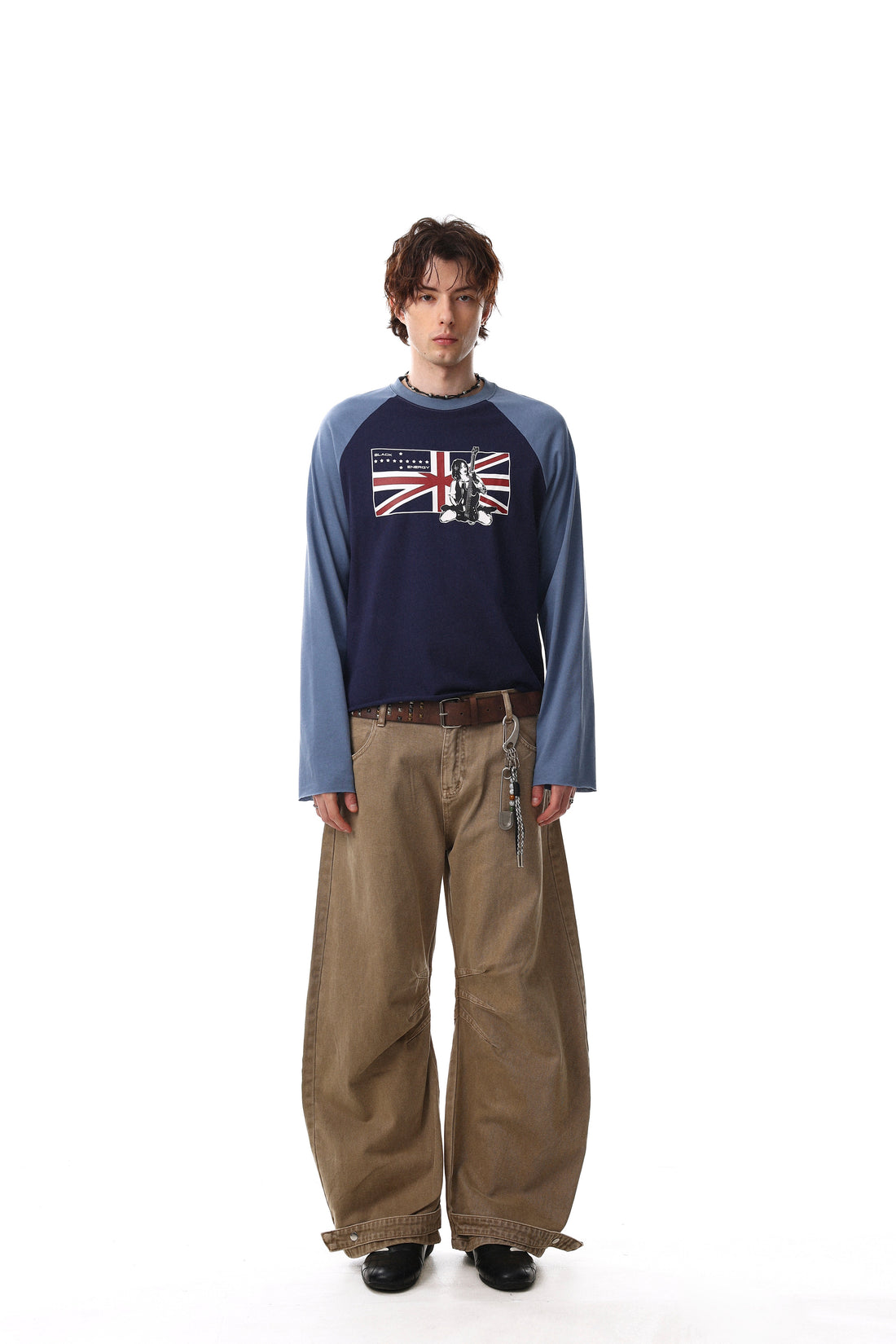 3-6-5.shop Union Flag Graphic Raglan Long Sleeve Tee