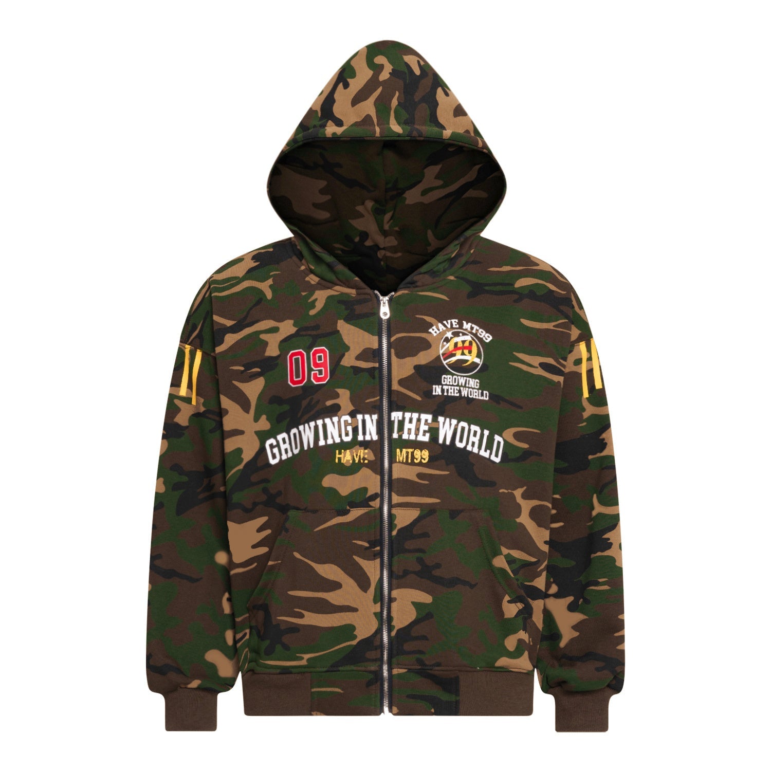 3-6-5.shop Split Camouflage Zip-Up Hoodie