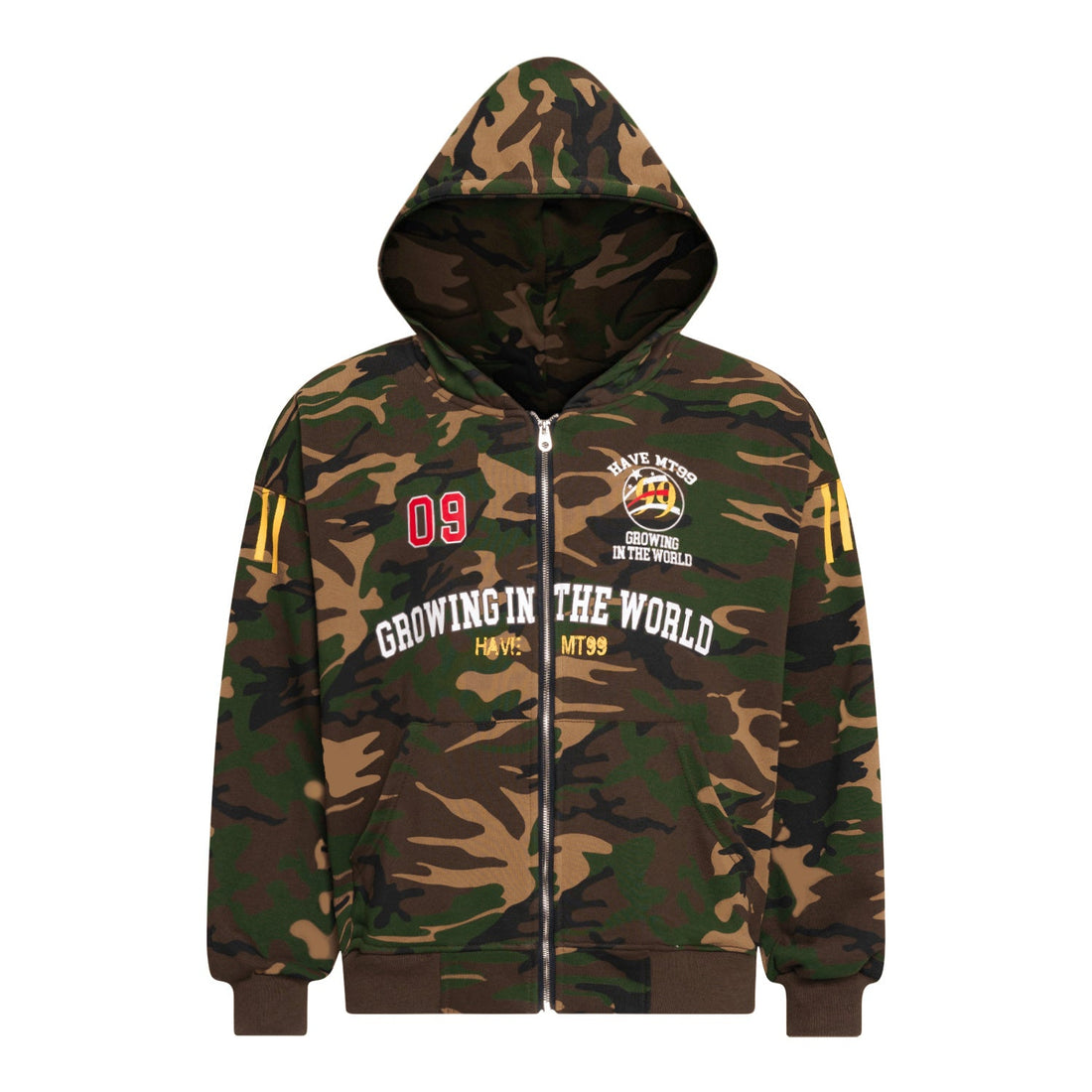 3-6-5.shop Split Camouflage Zip-Up Hoodie