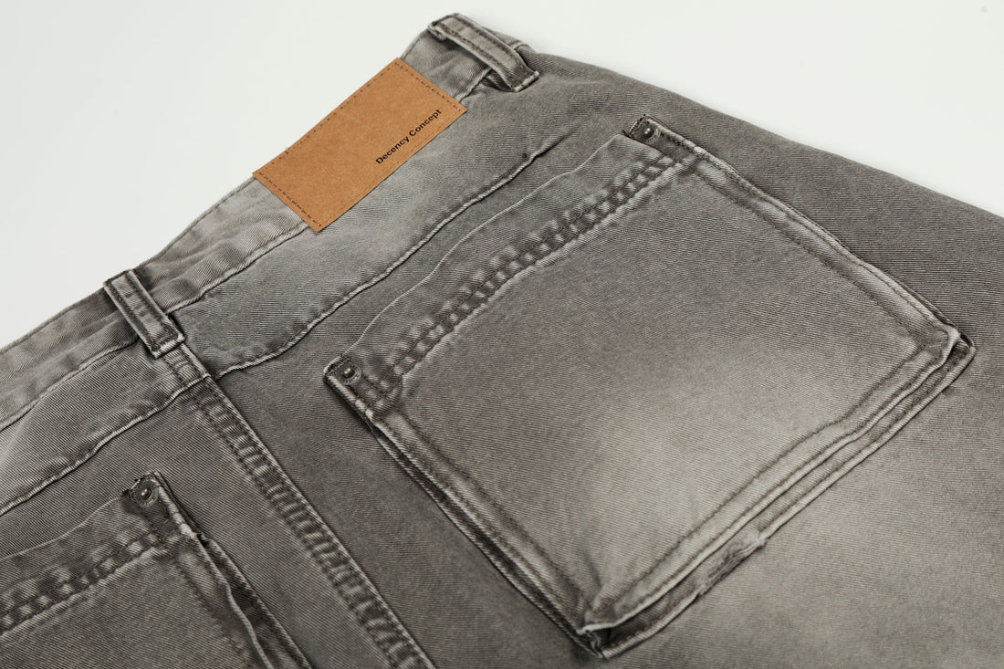 3-6-5.shop Vintage Grey Washed Denim Pants