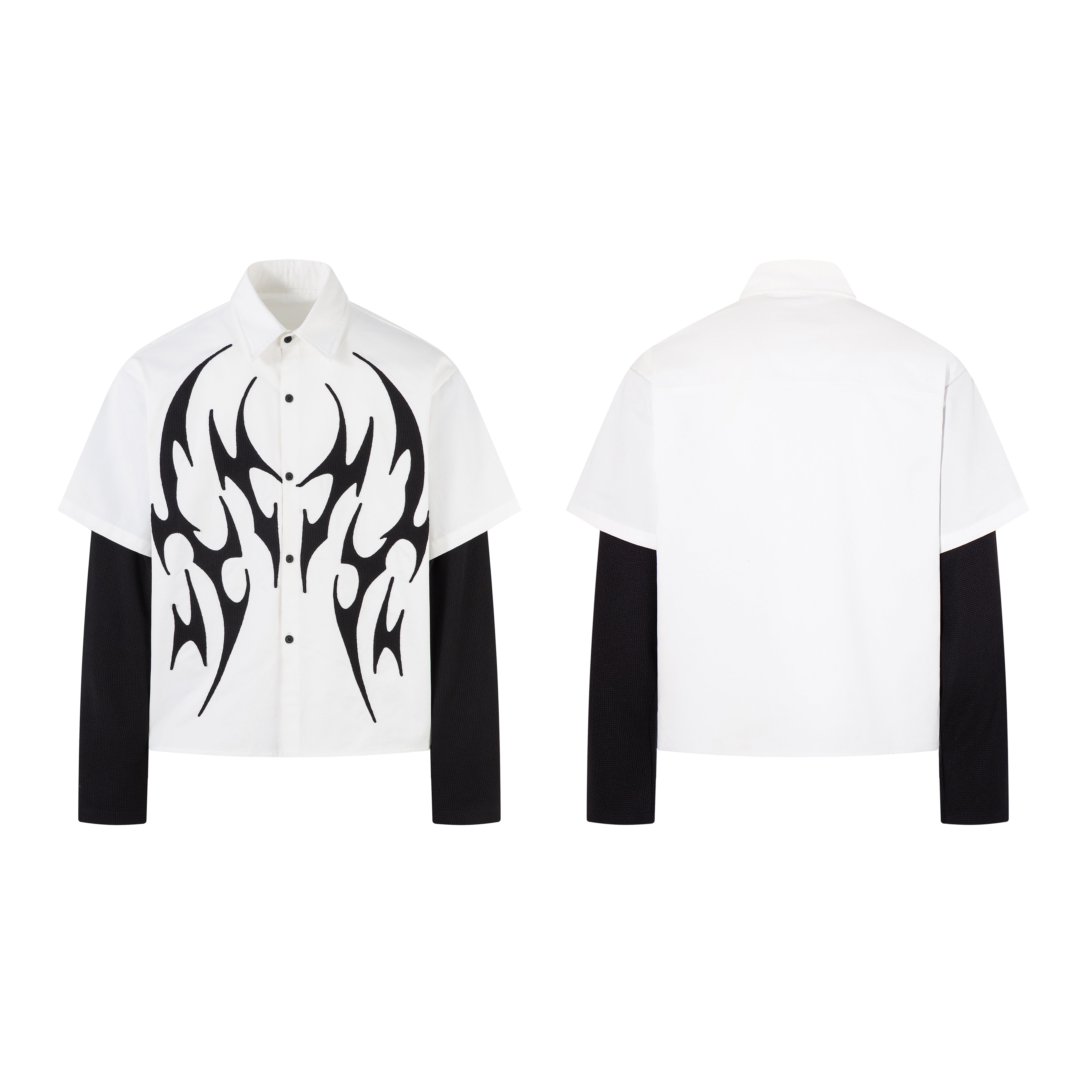 3-6-5.shop Tribal Flame Layered Shirt