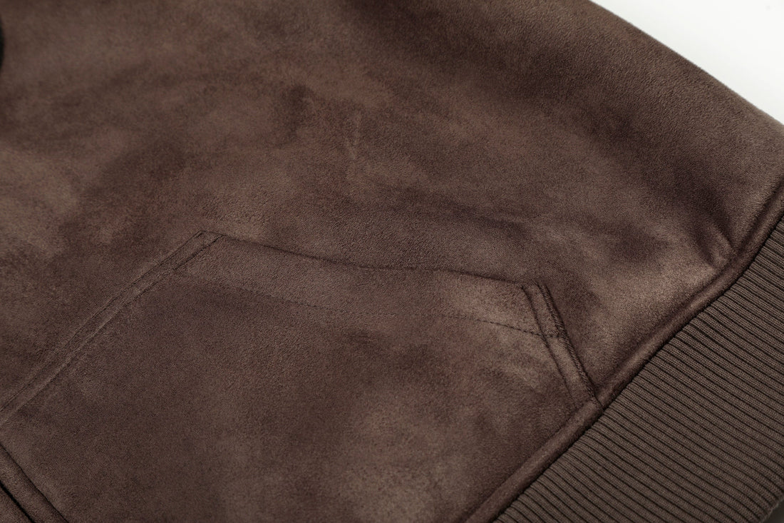 3-6-5.shop Fleece-Lined Brown Hooded Jacket