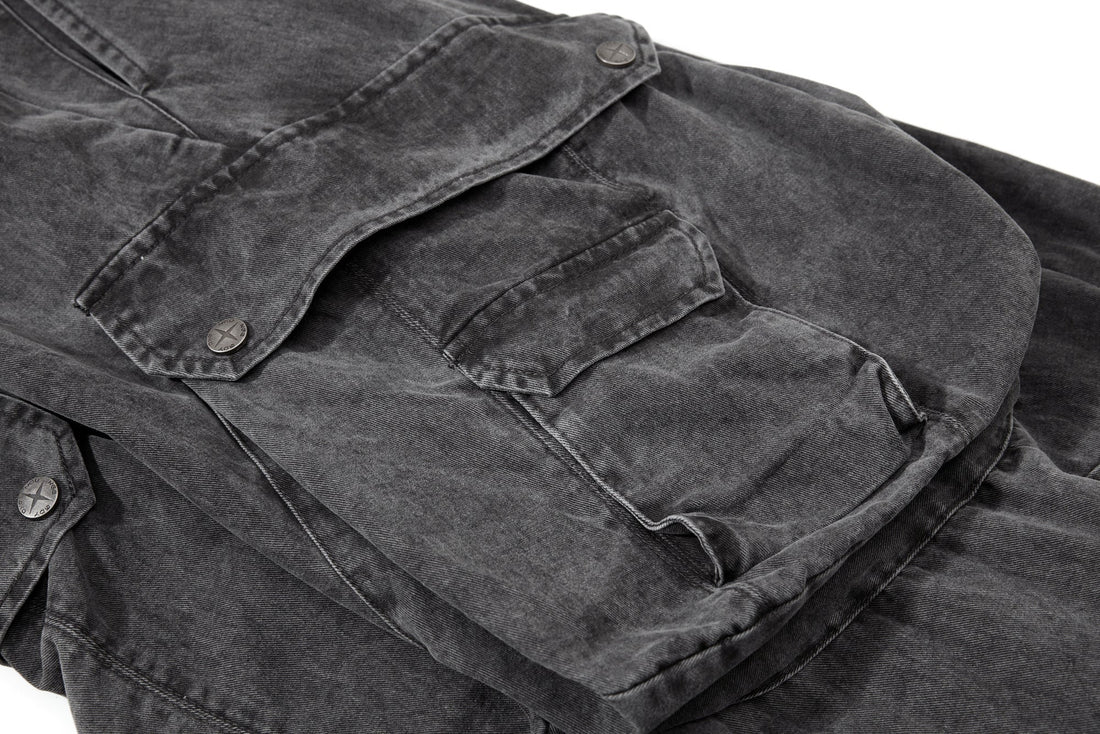 3-6-5.shop Washed Wide-Leg Cargo Pants