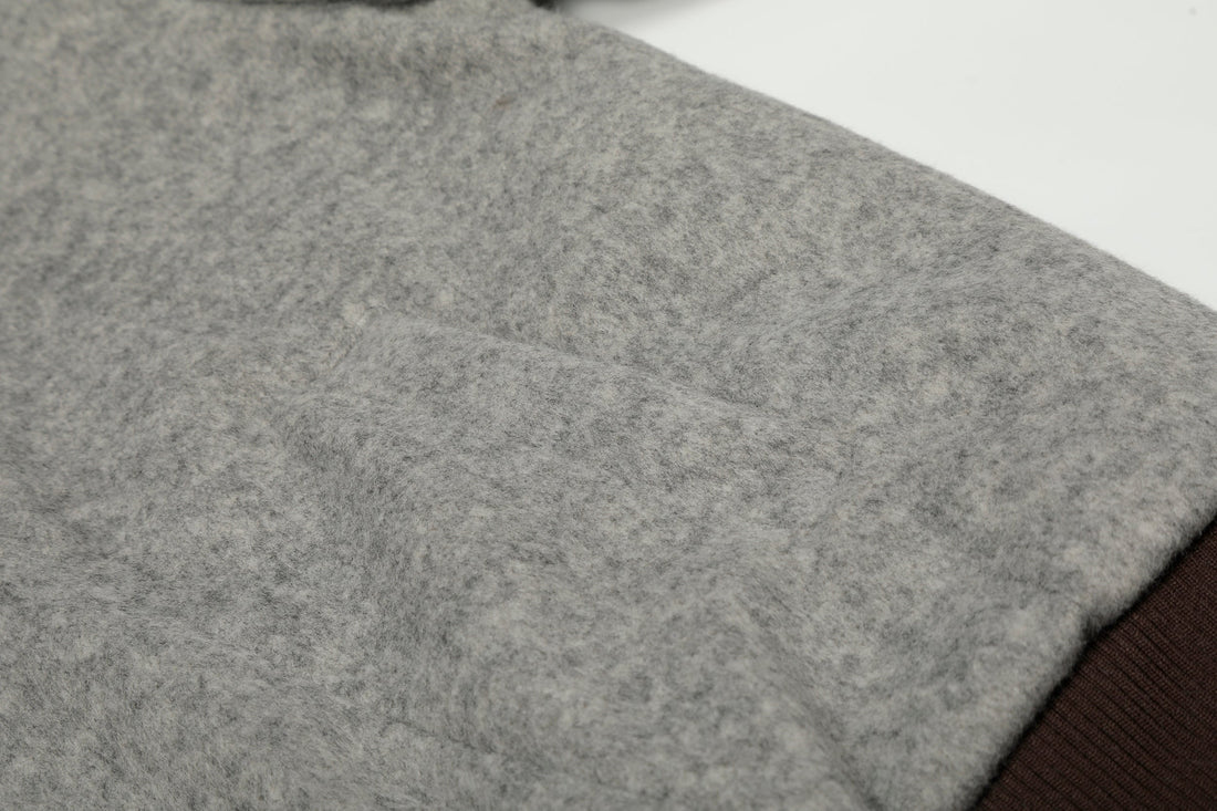 3-6-5.shop Wool Blend Fleece Hooded Bomber Jacket