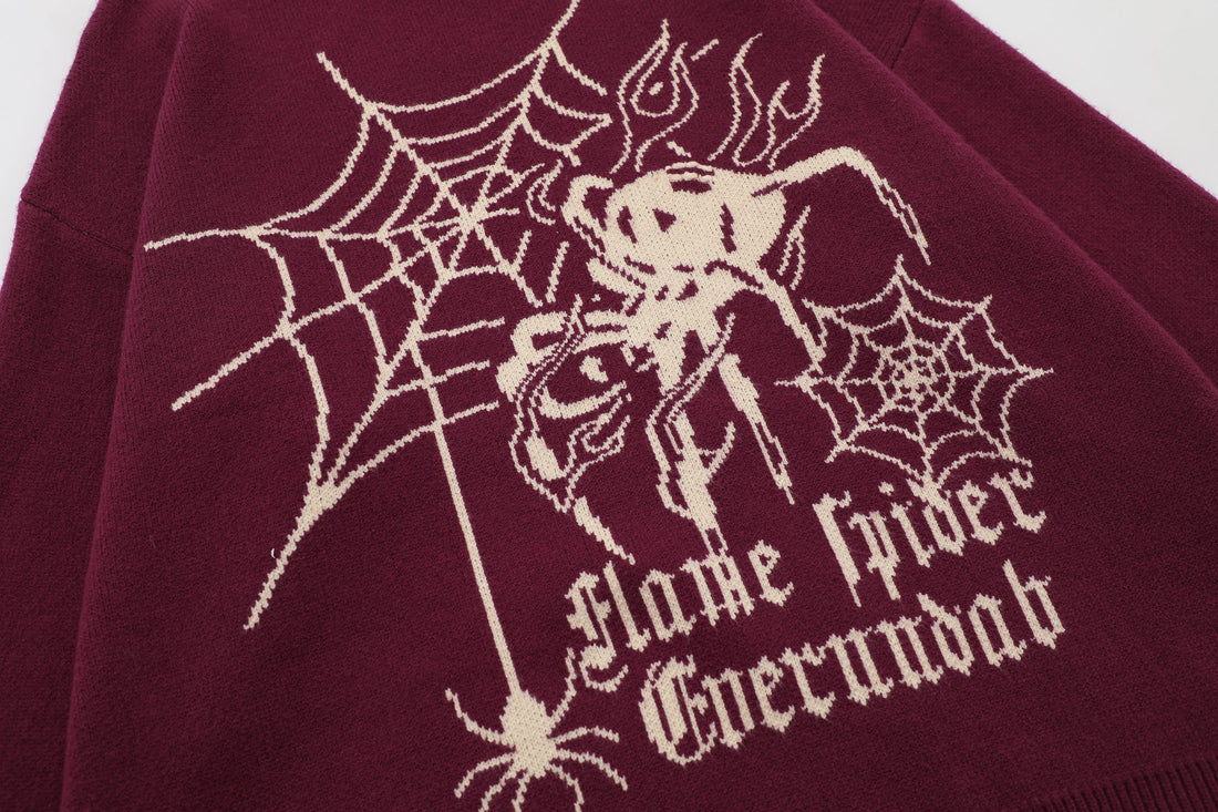 3-6-5.shop Flame Spider Distressed Knit Sweater