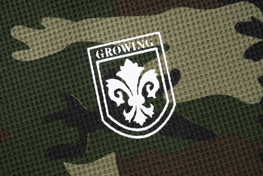 3-6-5.shop Camo Text Graphic Longsleeve