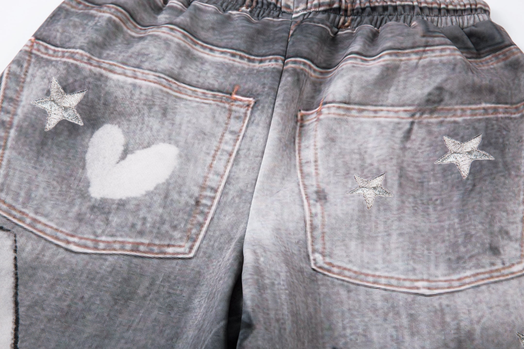 3-6-5.shop Cat Print Barrel Denim Pants