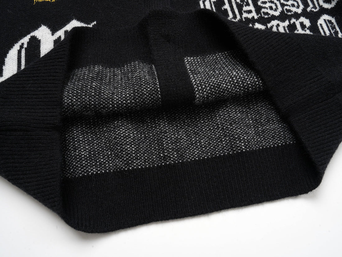 3-6-5.shop Classic Retro Patch Knit Cardigan
