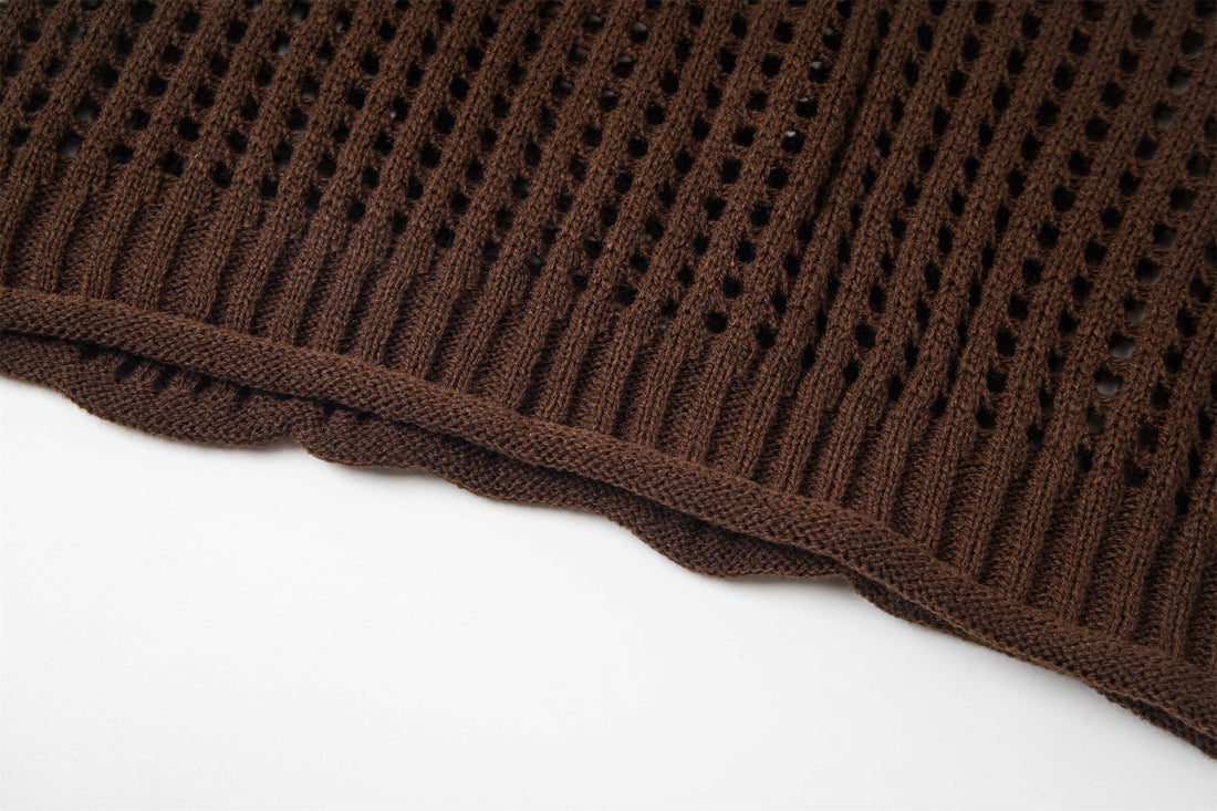 3-6-5.shop Hollow Knit Crewneck Sweater