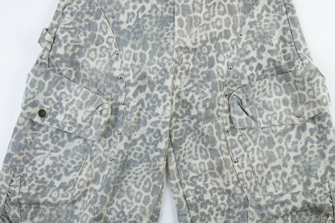 3-6-5.shop Leopard Utility Wide-Leg Pants