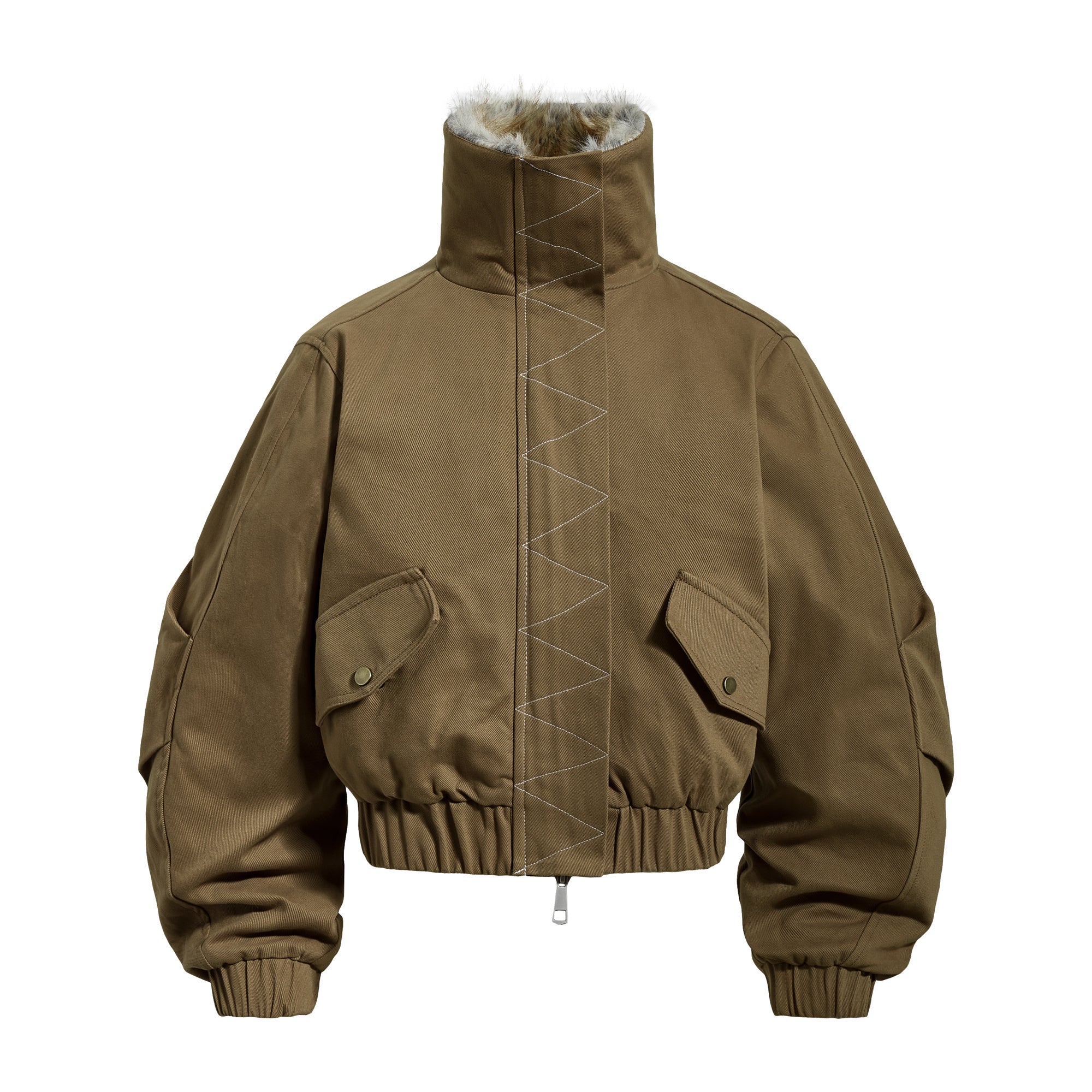 3-6-5.shop Fur-Lined High-Neck Cotton Jacket