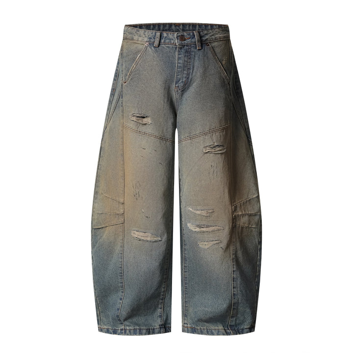 3-6-5.shop Distressed Curved Denim Pants